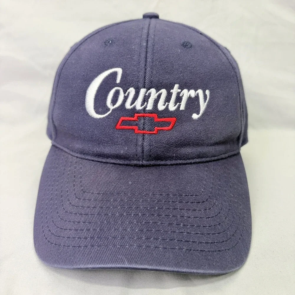 Chevrolet Hat Country Bowtie Logo Men OSFM Navy Blue Trucker Cap
